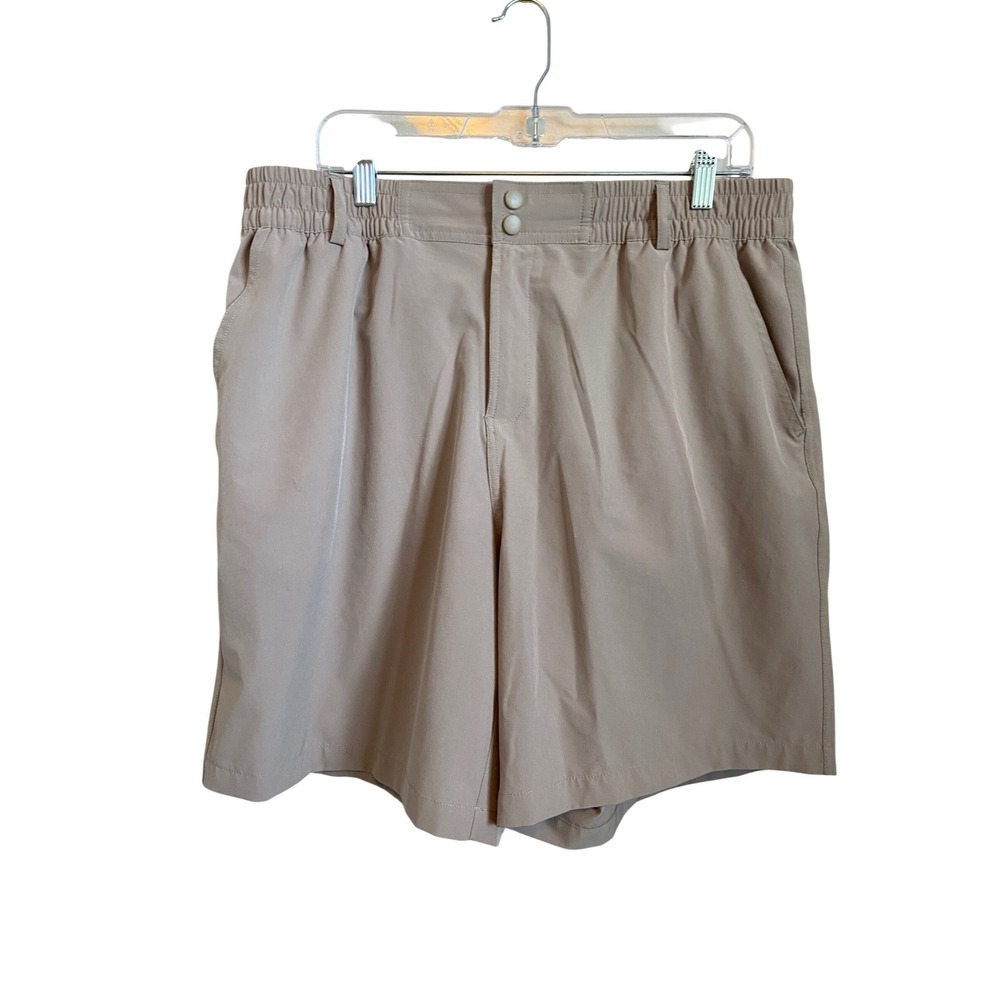 Burlebo Performance Everyday Shorts Mens XL Khaki Tan Stretch Hiking Outdoor